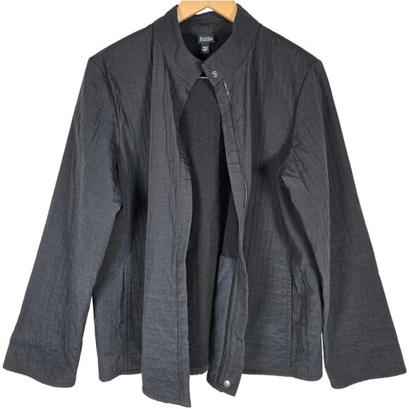 Eileen Fisher Full Zip Jacket Womens‎ Large Nylon Viscose Cotton Blend J33 - Picture 3 of 7